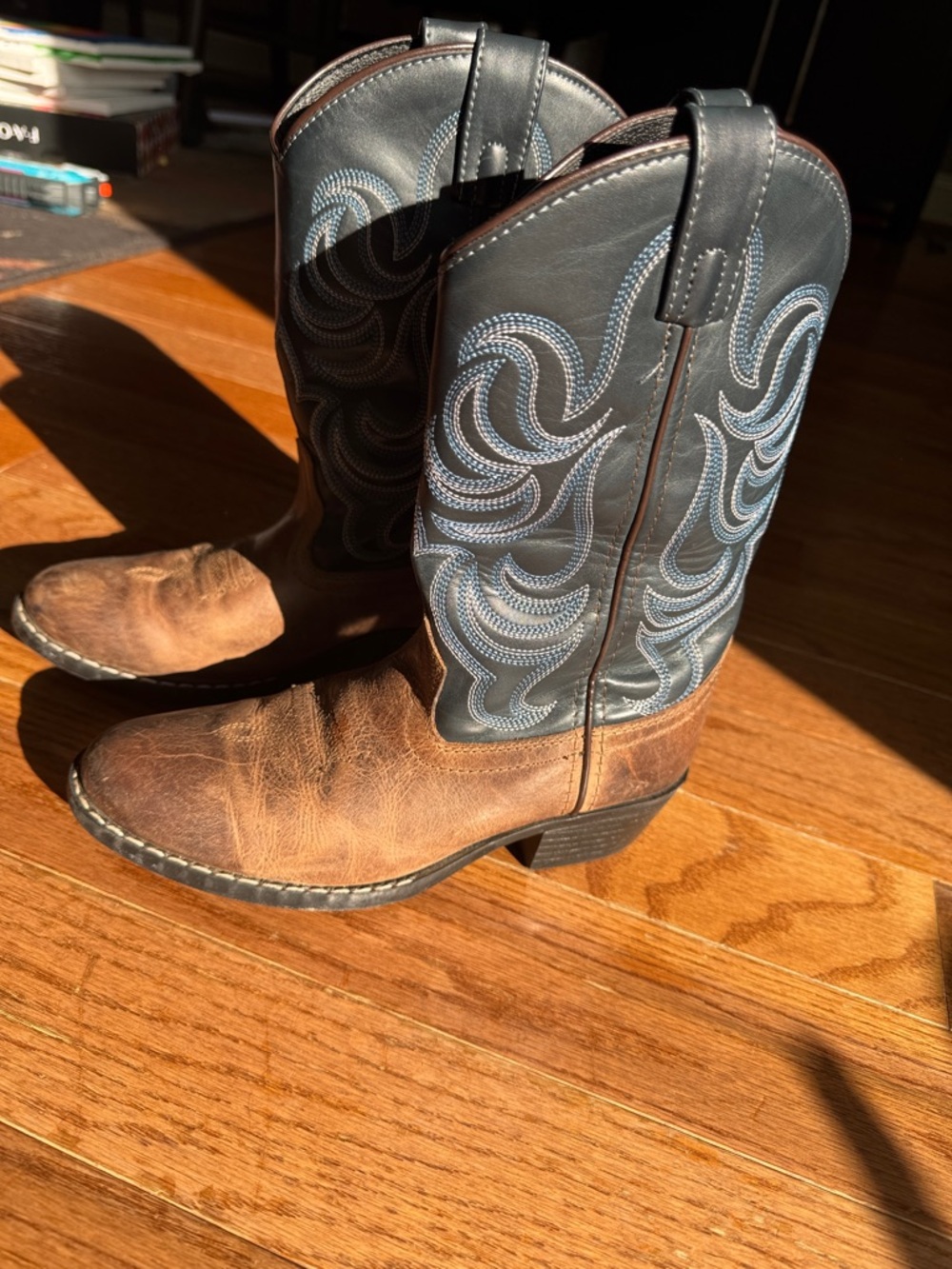 Kids Two-Tone Western Cowboy Boots - Brown & Black